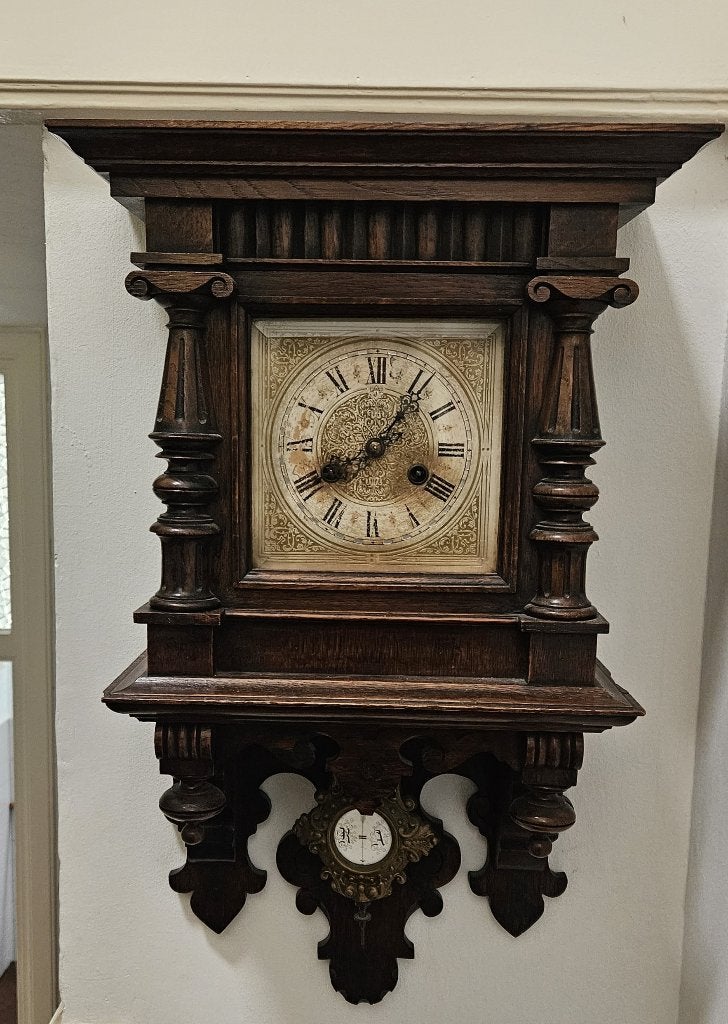 Een antieke Junghans wandklok, Antiek en Kunst, Ophalen