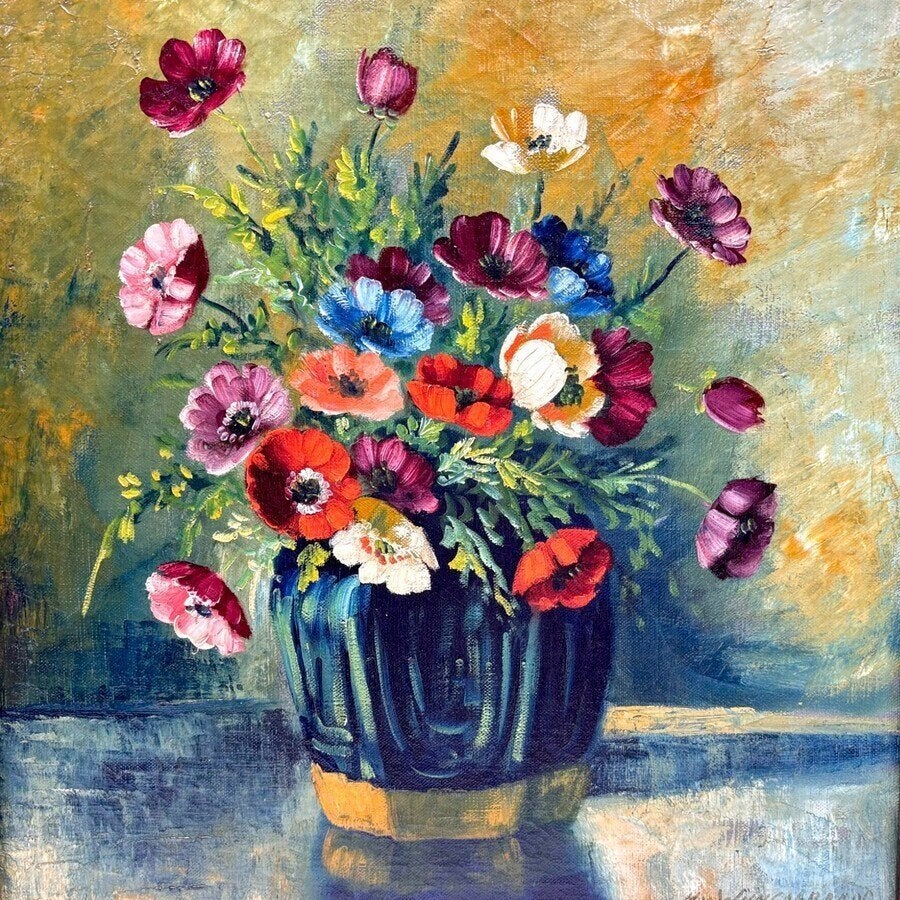 H.J. van Wijngaarden (1906-1986), stilleven met annemonen, Antiek en Kunst, Kunst | Schilderijen | Klassiek, Ophalen of Verzenden