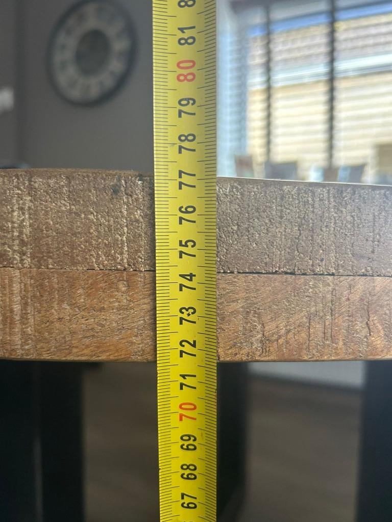 Ronde eettafel Mango hout 130cm zeer mooi, Ophalen, Industrie, Tafel, Zo goed als nieuw