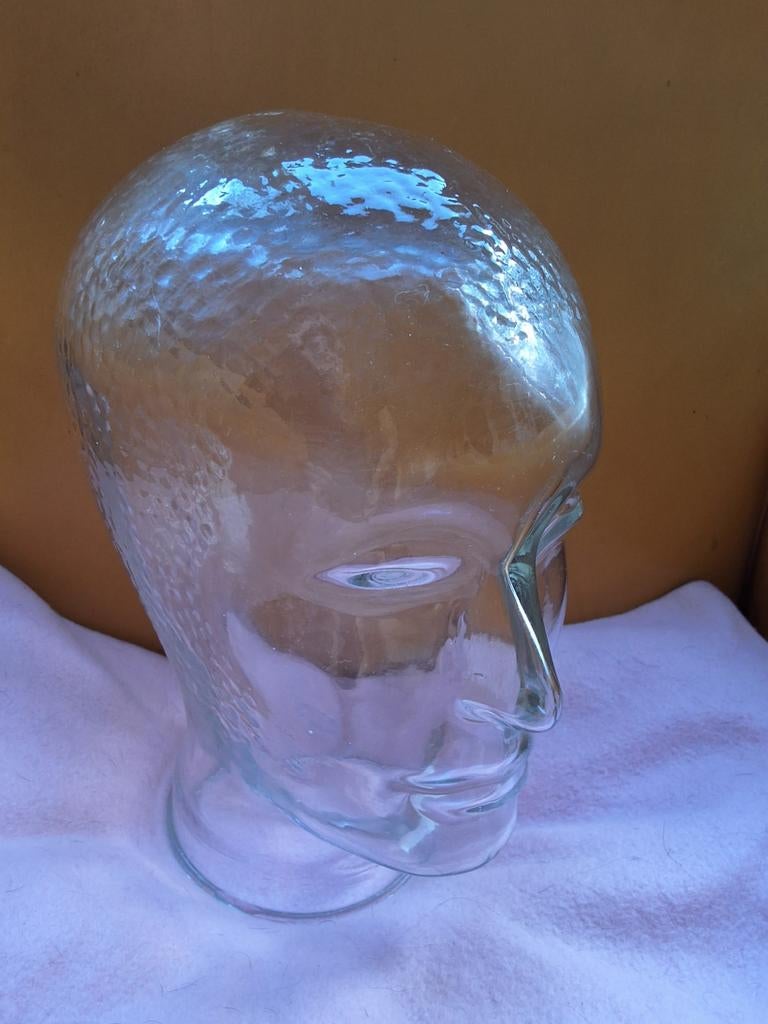 Glazen Hoofd Mannequin  vintage design gereserveerd, Ophalen of Verzenden