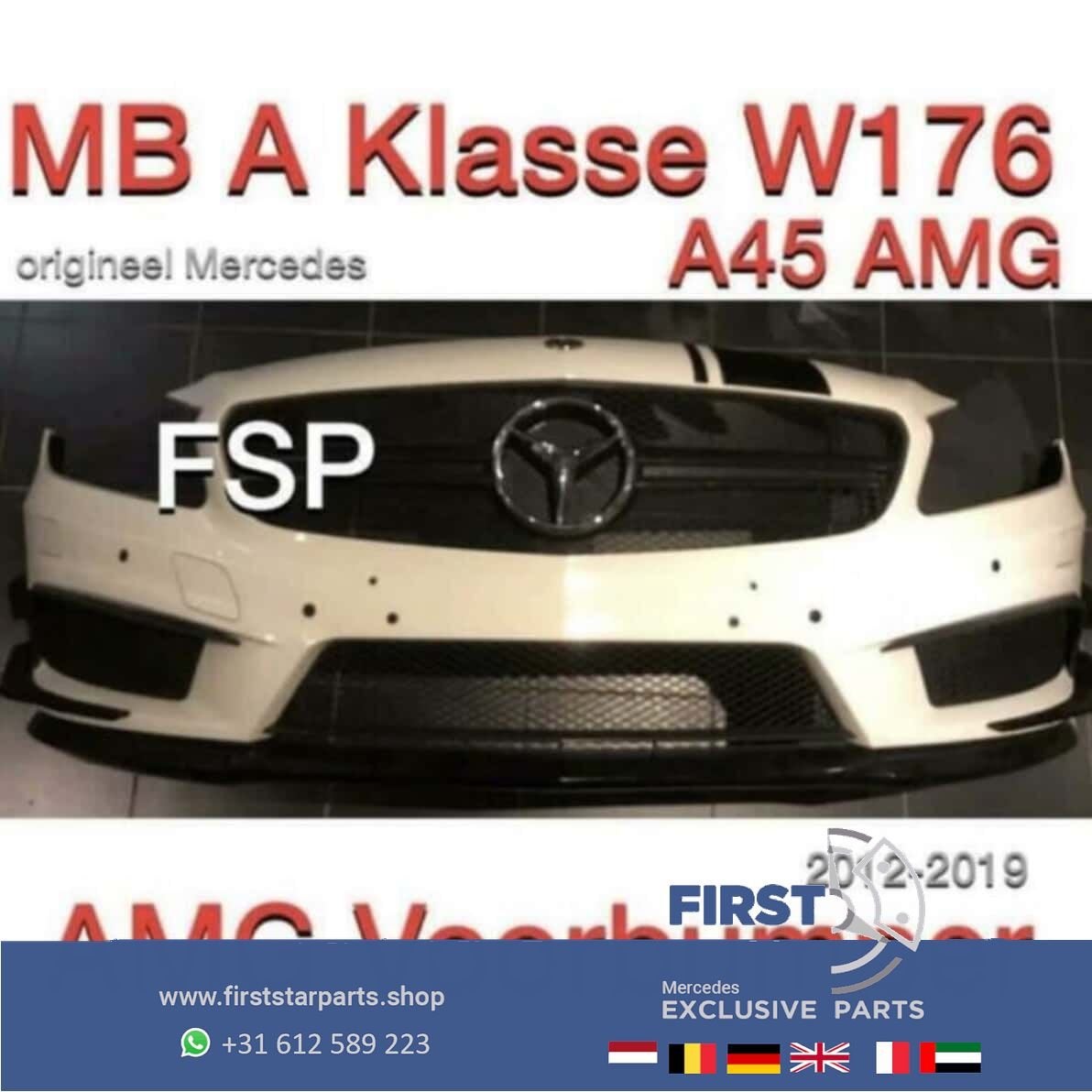 W176 A45 AMG VOORBUMPER AERO PAKKET Mercedes A Klasse 2012-2, Gebruikt, -, Voor, Ophalen of Verzenden