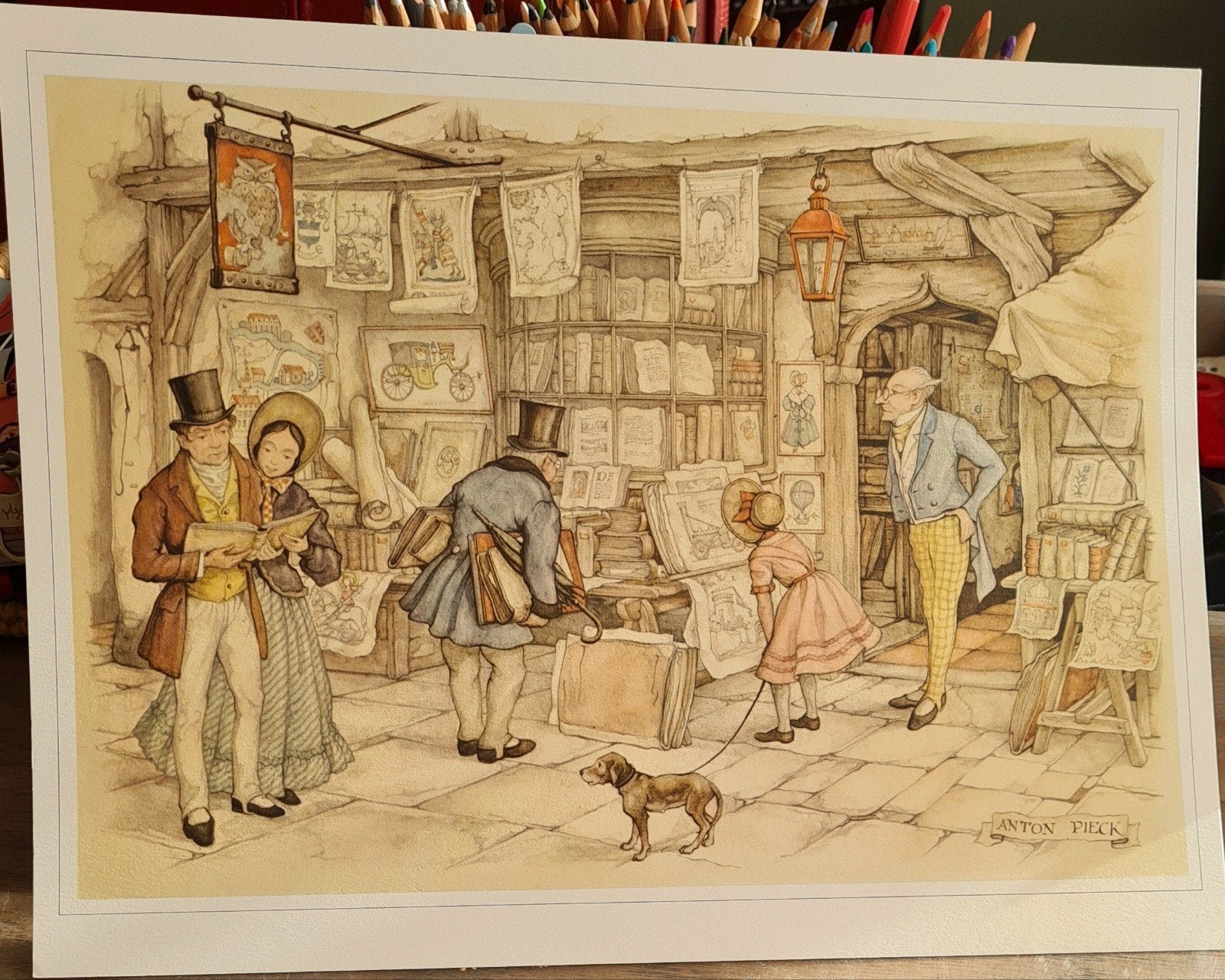 Anton Pieck Print - De Boekhandel, Ophalen, Print, Print/reproductie