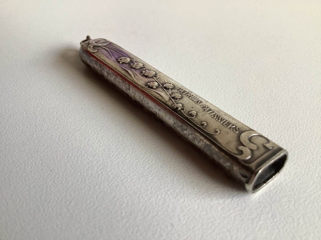 art nouveau mini potloodhouder voor châtelaine, Ophalen of Verzenden, Zilver