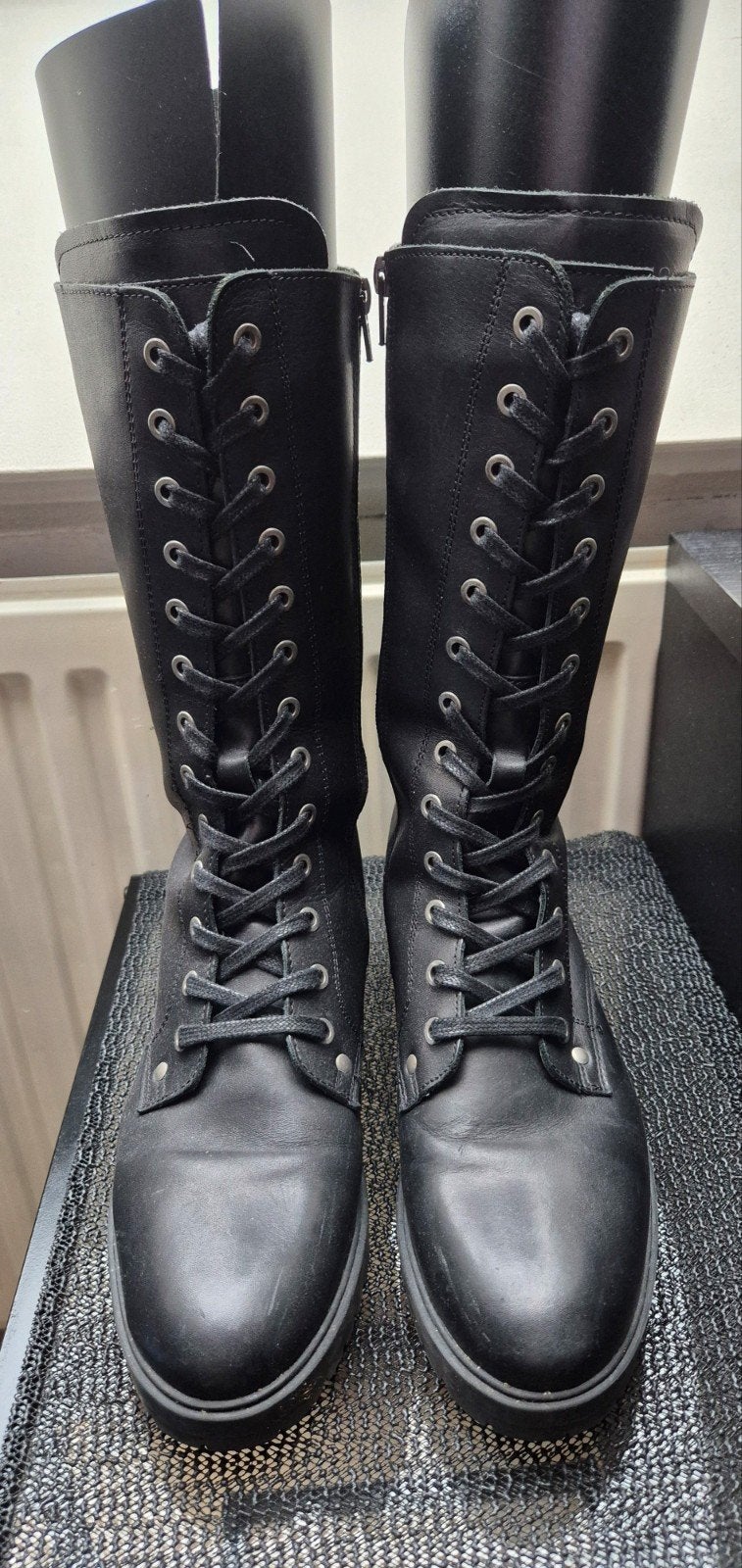Bullboxer hoge laarzen met veters en rits, maat 41, Kleding | Dames, Hoge laarzen, Zwart, Ophalen of Verzenden, Gedragen