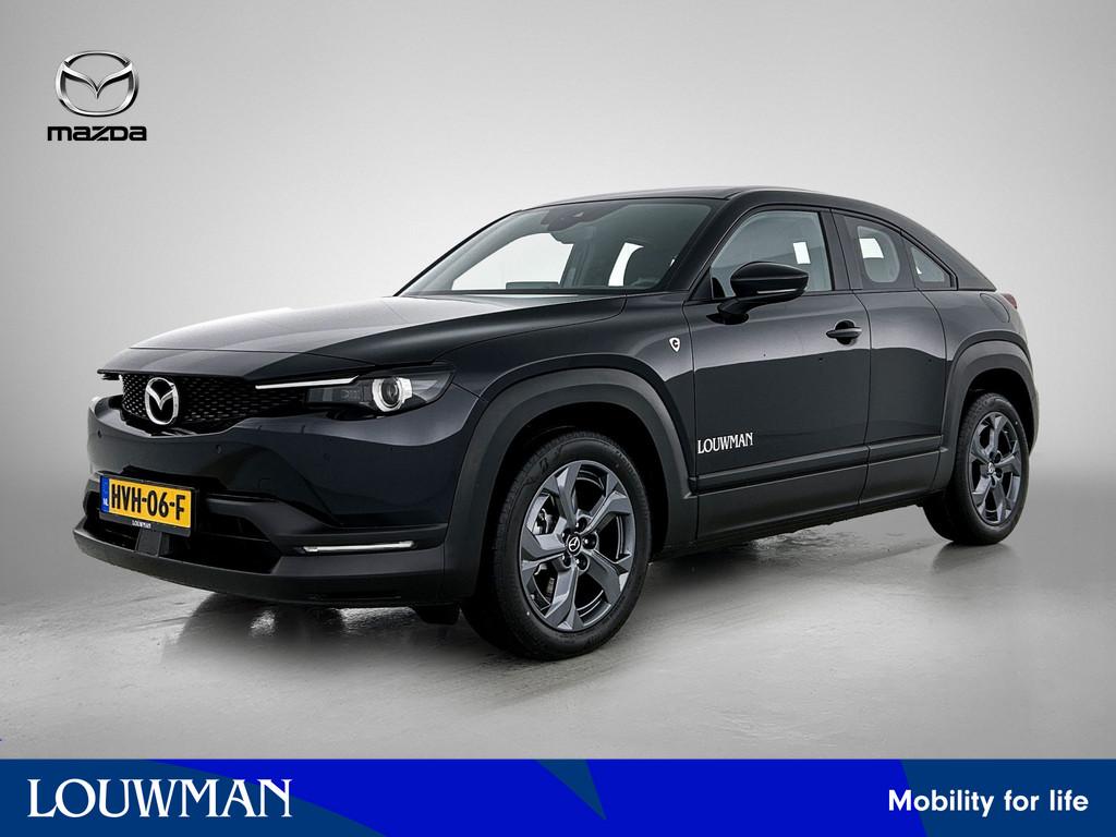 Mazda MX-30 e-SkyActiv R-EV 170 Exclusive-line (bj 2025), Auto's, Mazda, 12 maanden, Leder en Stof, Zwart, Bedrijf