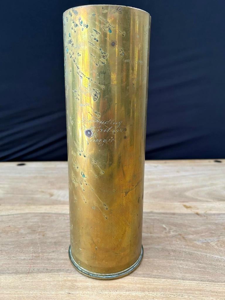 Unieke Canadese 25-Ponder Trench Art Huls WOII, Verzamelen, Ophalen of Verzenden, Nederland, Hulzen of Bodemvondsten