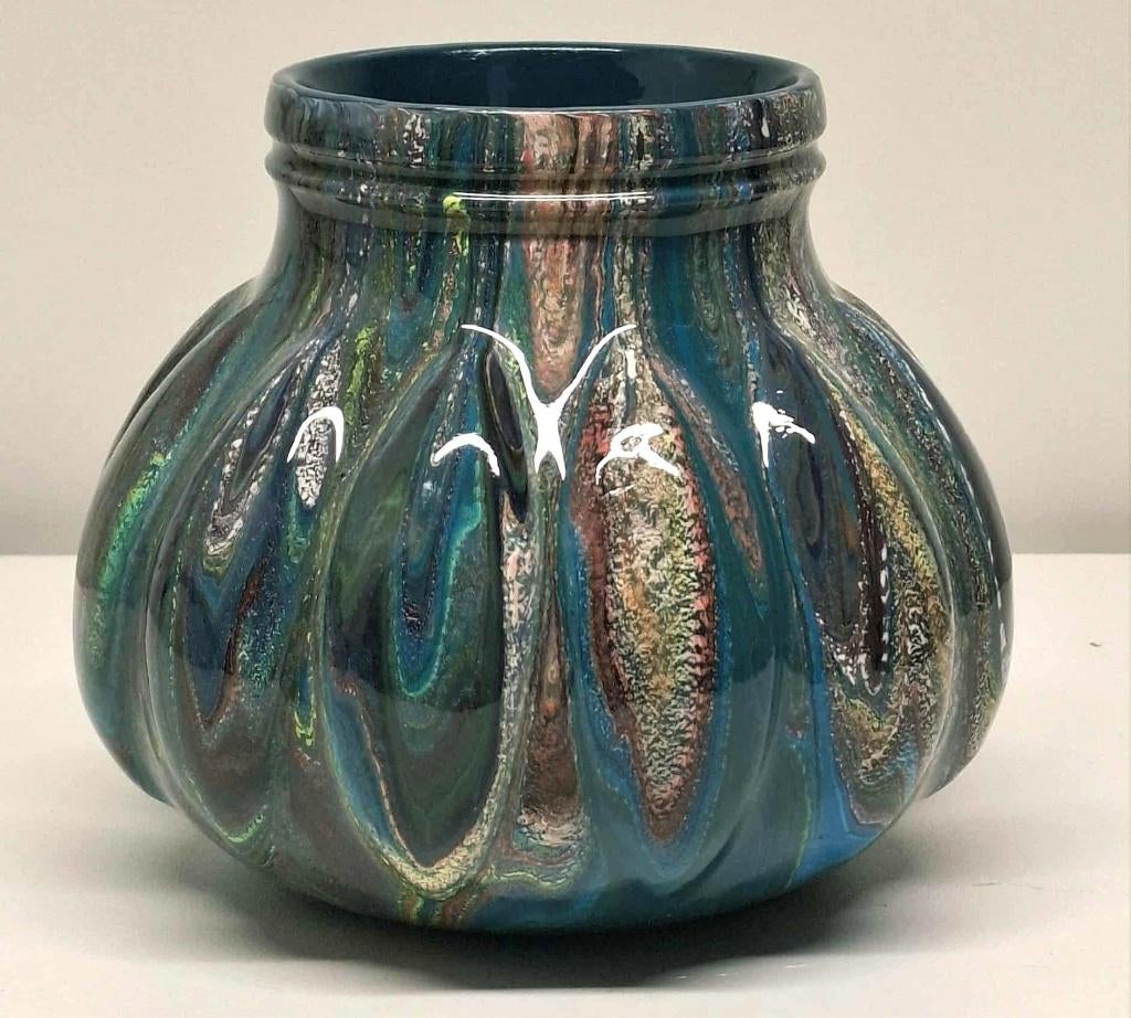 MOEDERDAG(TIP)vaas gegoten epoxy pouring art kunst handmade, Overige kleuren, Ophalen of Verzenden, Minder dan 50 cm, Glas
