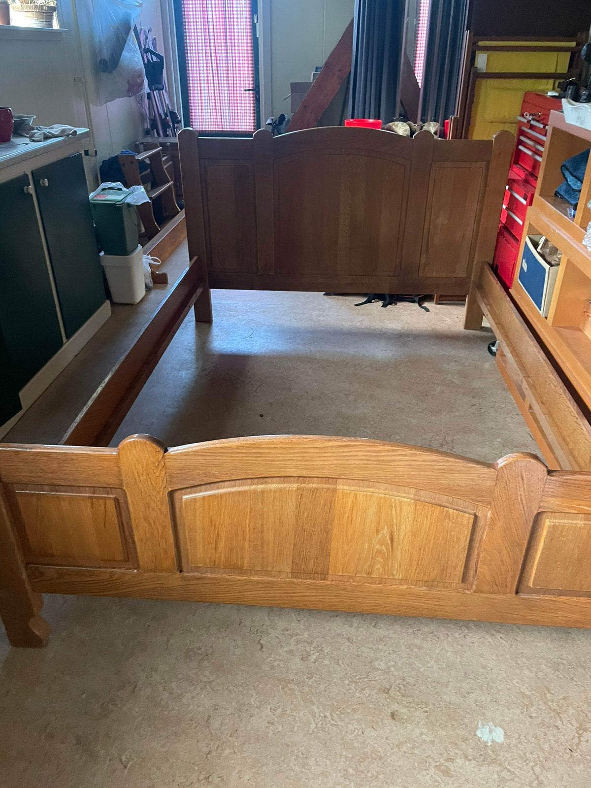 !! Eiken slaapkamer Tweepersoonsbed Nachtkastjes Wandrek !!, Ophalen, Tweepersoons, Zo goed als nieuw, 200 cm