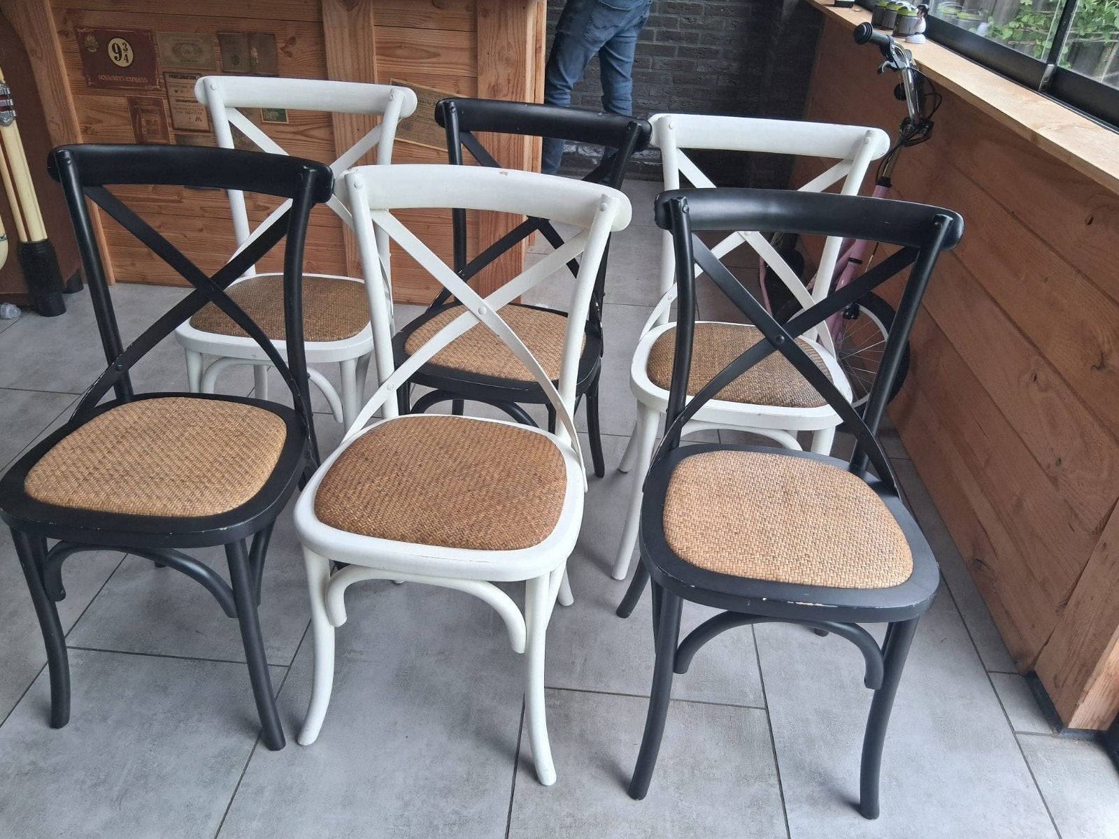Lifestyle Home Collection Stoelen Zwart/Wit, Huis en Inrichting, Ophalen, Gebruikt, Zwart, Hout