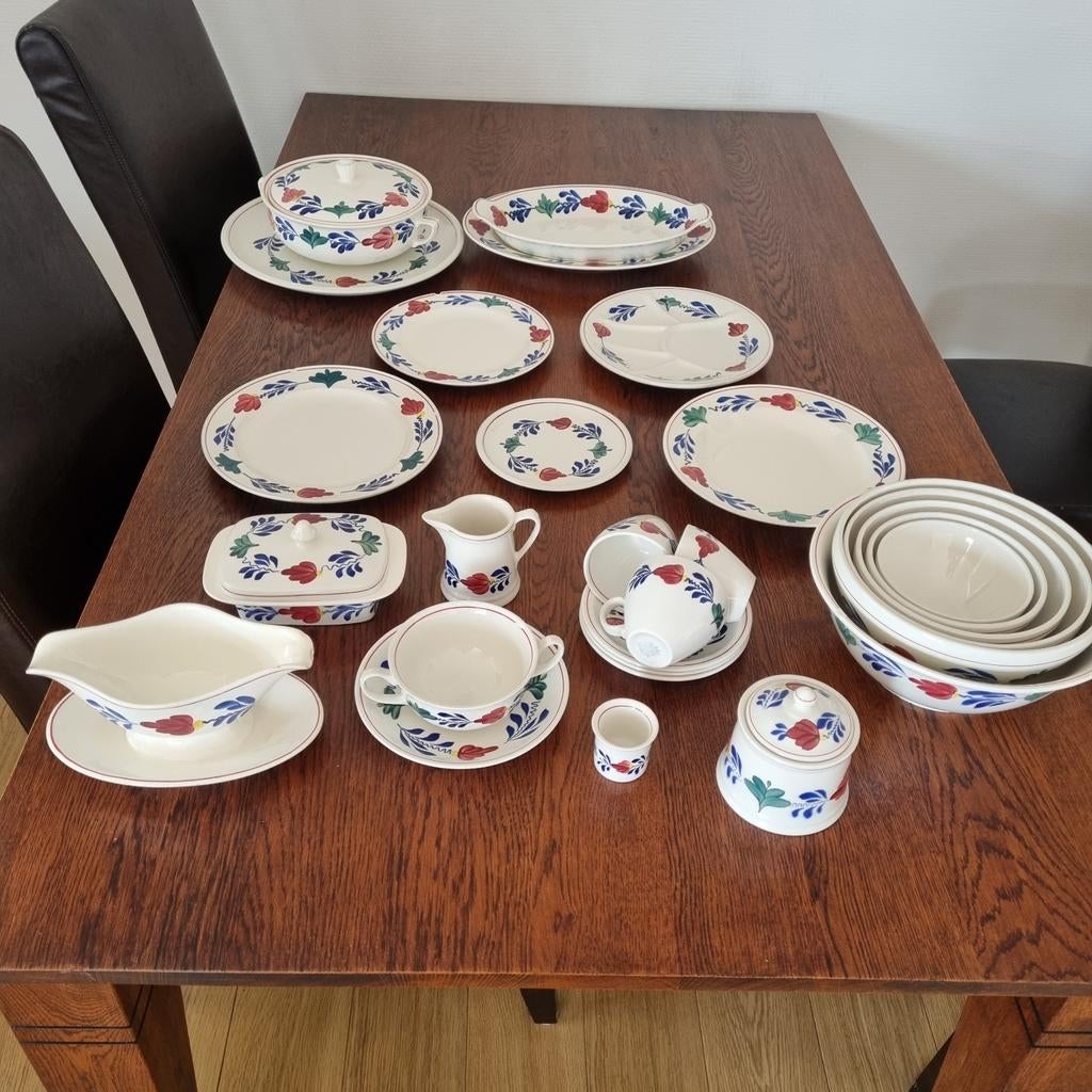 Boerenbondservies 6-delig compleet, Antiek en Kunst, Antiek | Servies compleet, Ophalen of Verzenden