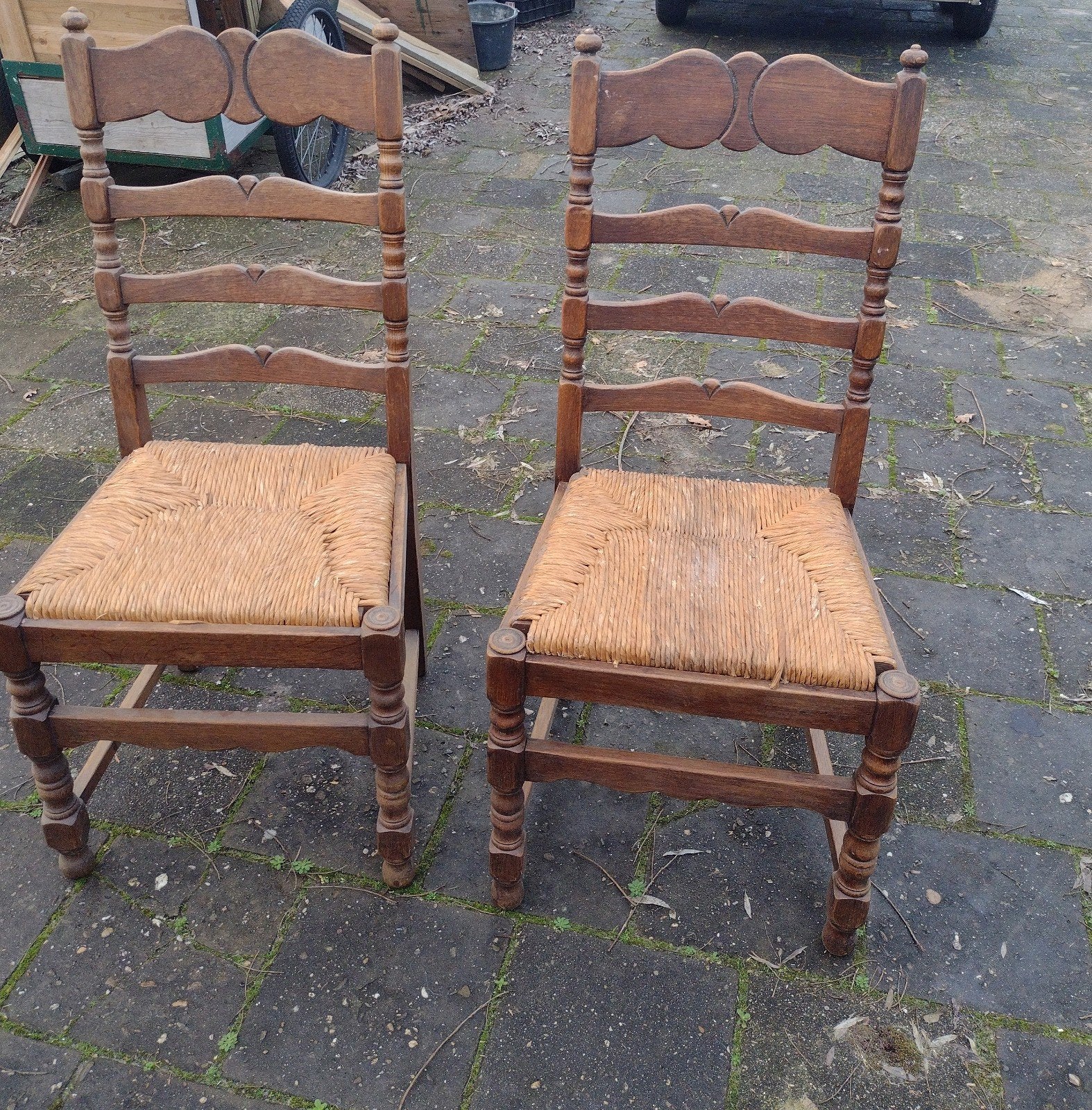 Mooie vintage eikenhouten stoelen, Tuin en Terras, Tuinwanddecoratie, Ophalen