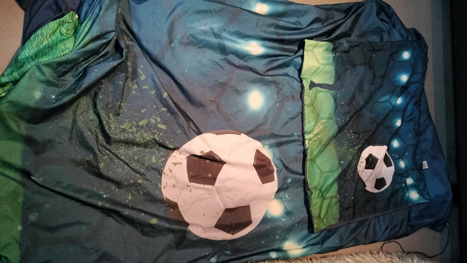 Stoer kinder dekbedovertrek met voetbalprint, Eenpersoons, Meerkleurig, Dekbedovertrek, Ophalen of Verzenden
