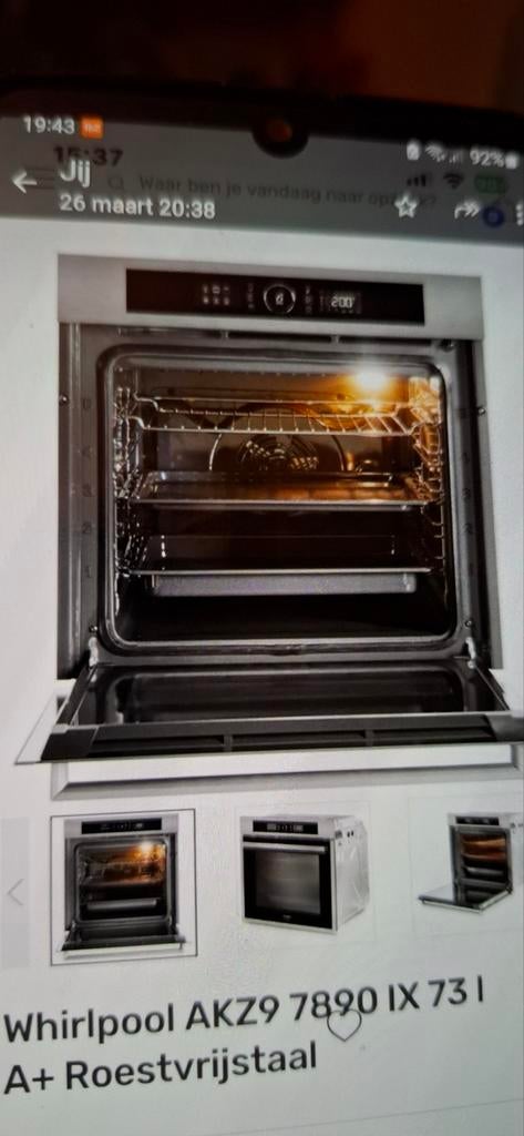 Whirlpool AKZ9 7890 IX 73 l A+ Roestvrijstalen Inbouw Oven, Ophalen of Verzenden