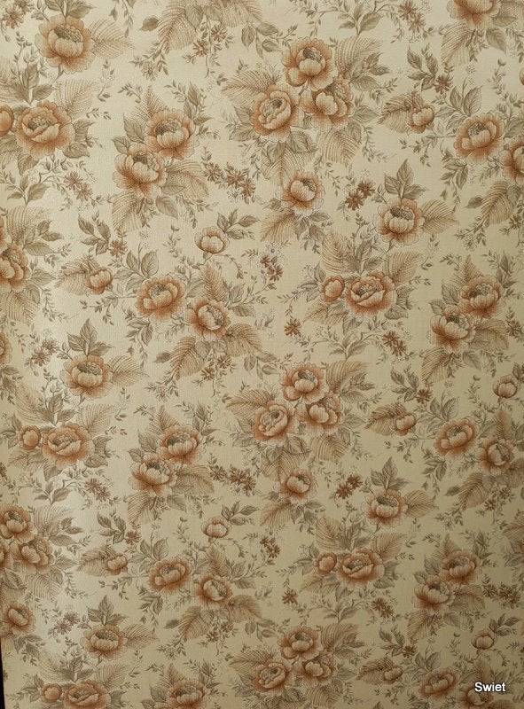 12413 Zoetig lief brocante bloemen behang swiet, Ophalen of Verzenden, Beige