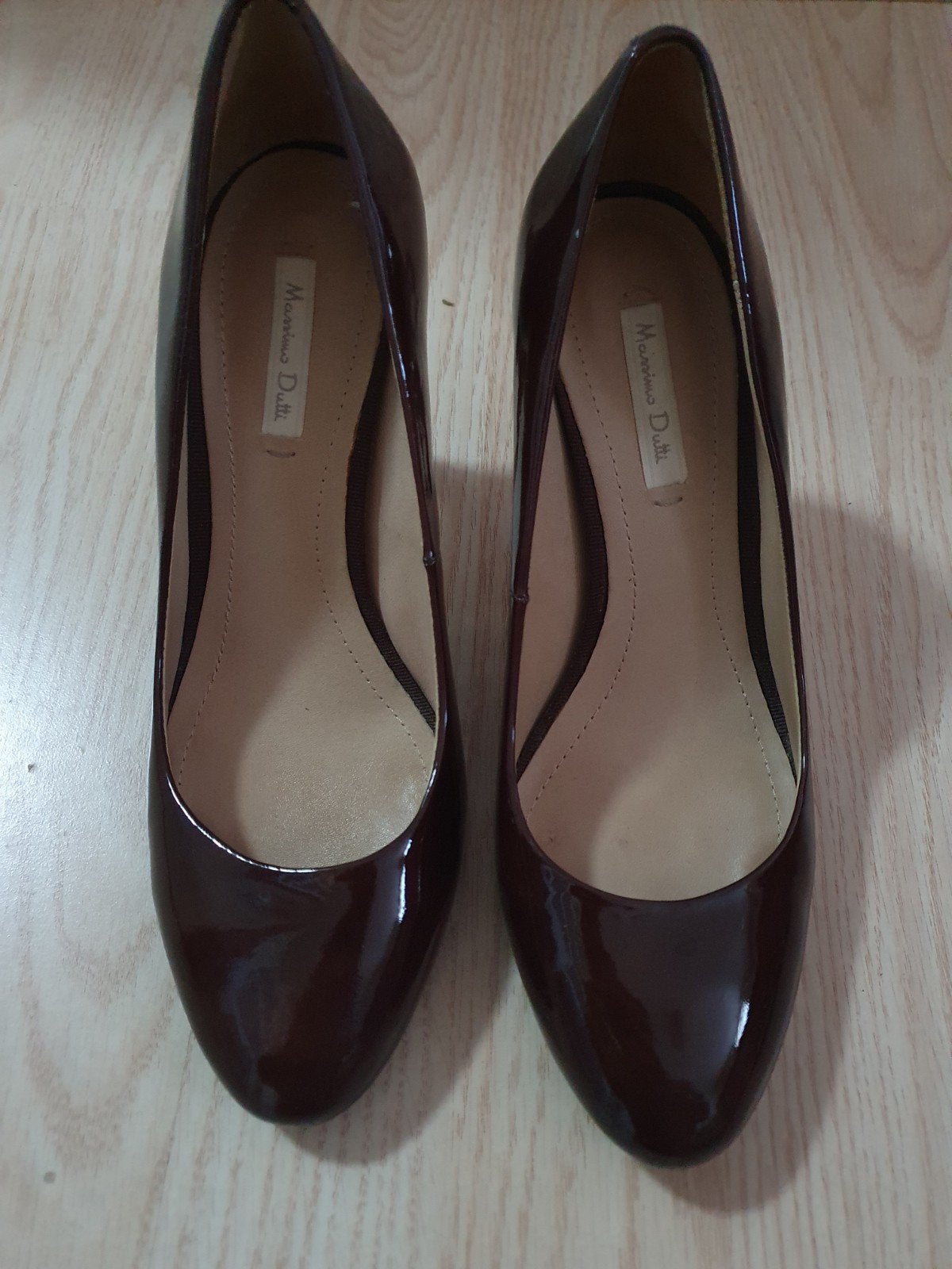 Massimo Dutti pumps - Bruin lakleer - Maat 37/38, Pumps, Ophalen of Verzenden, Gedragen, Bruin