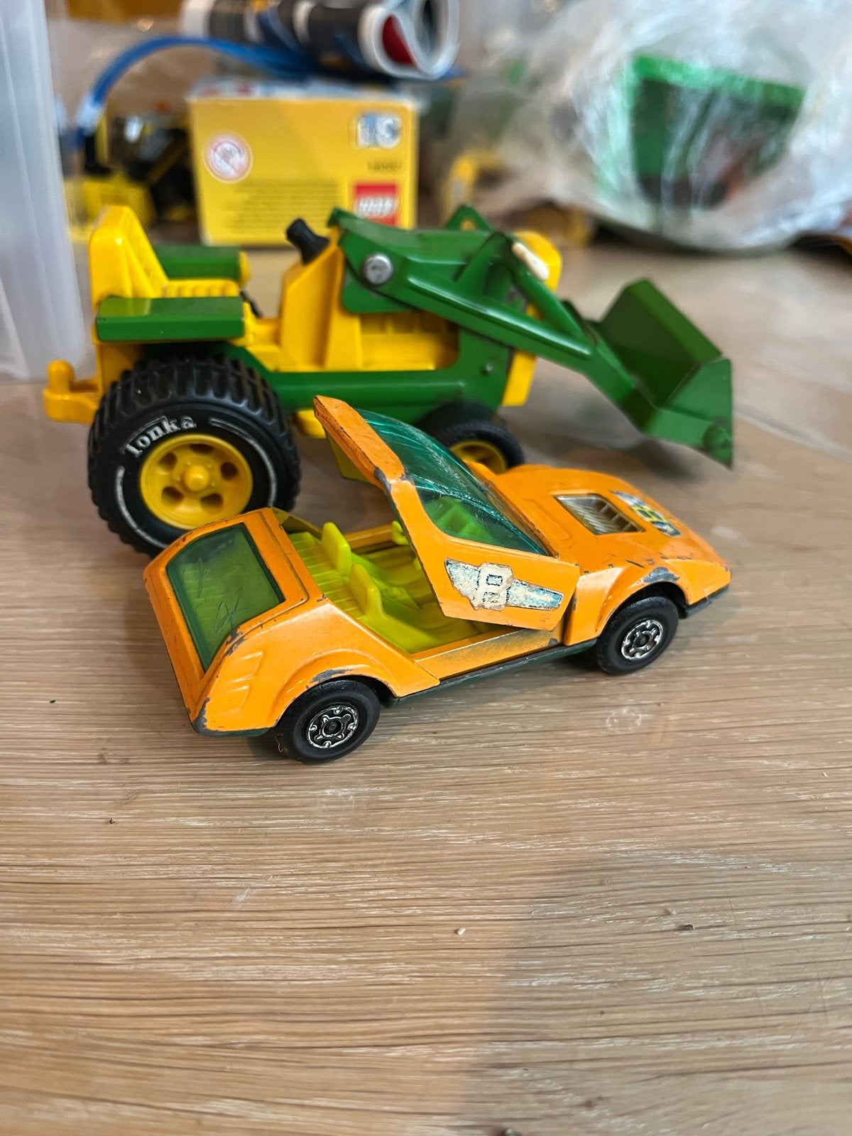 Vintage Speelgoed: Matchbox Raceauto & Tonka Tractor, Ophalen of Verzenden, Gebruikt