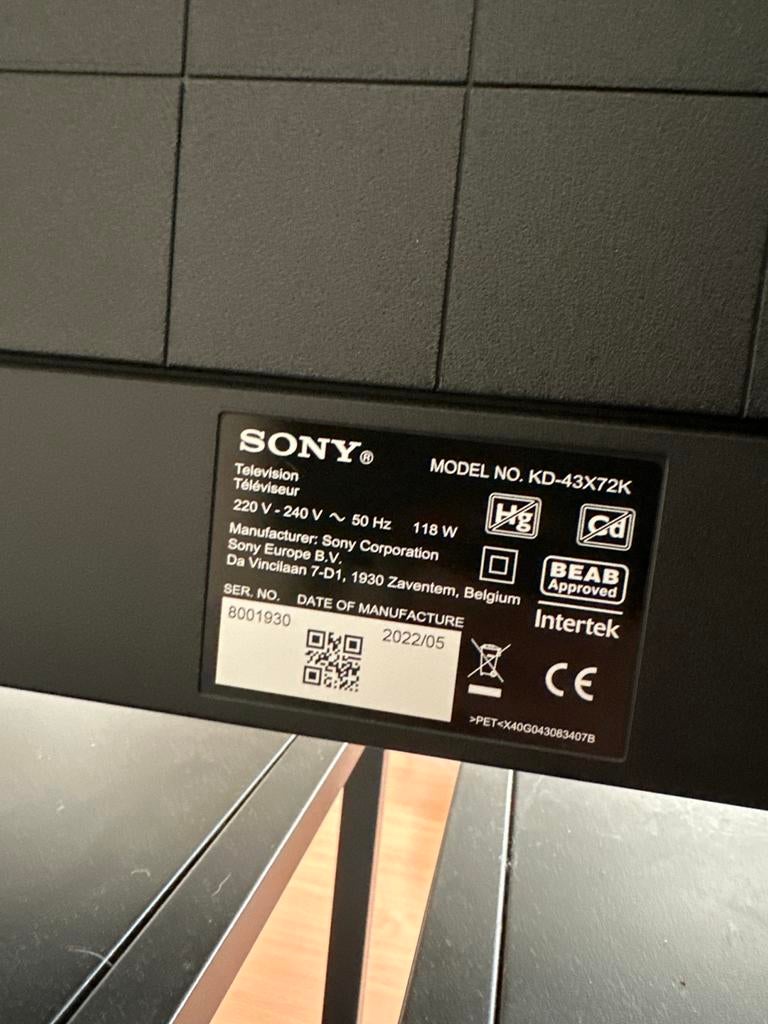 Sony 43 inch televisie, Ophalen of Verzenden, Gebruikt, 100 cm of meer, Sony