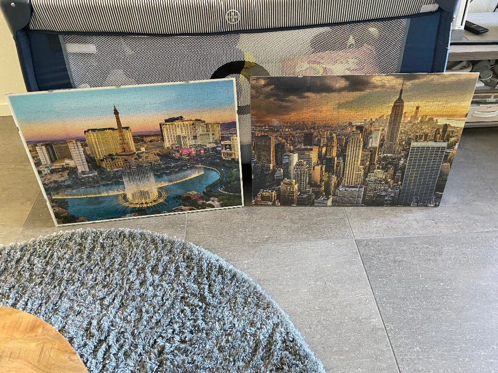 Fotolijst plus puzzel, Ophalen, Gebruikt, Zilver, Met glas