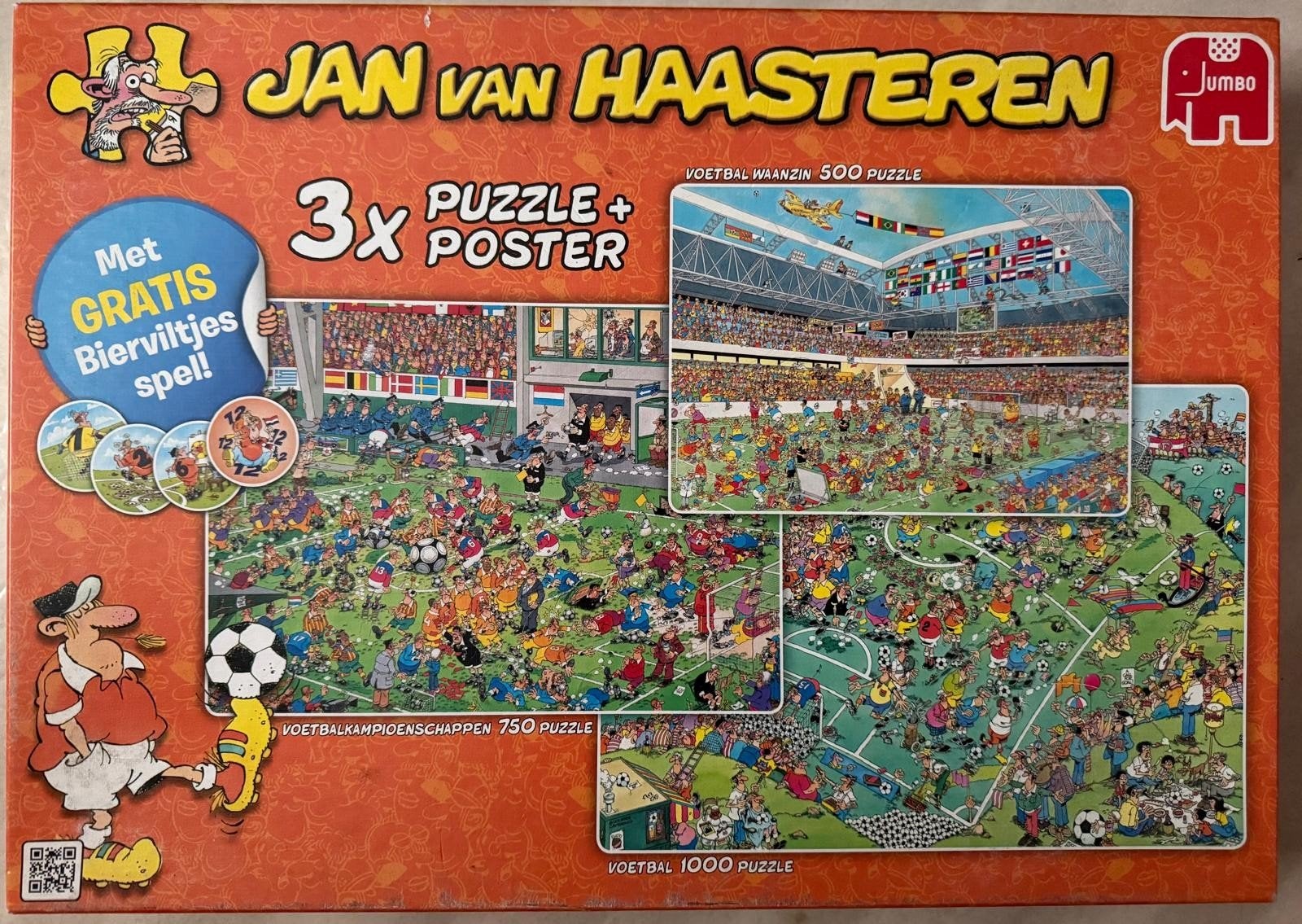 Jan van Haasteren 3in1 Voetbalkamp/Voetbal Waanzin/Voetbal, Ophalen of Verzenden, 500 t/m 1500 stukjes, Zo goed als nieuw