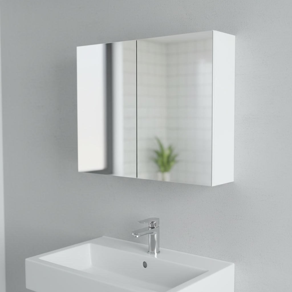 Luxe Spiegelkast 90 cm hooggl. wit met dubbele spiegeldeuren, Ophalen, Spiegelkast, 50 tot 100 cm, Zo goed als nieuw