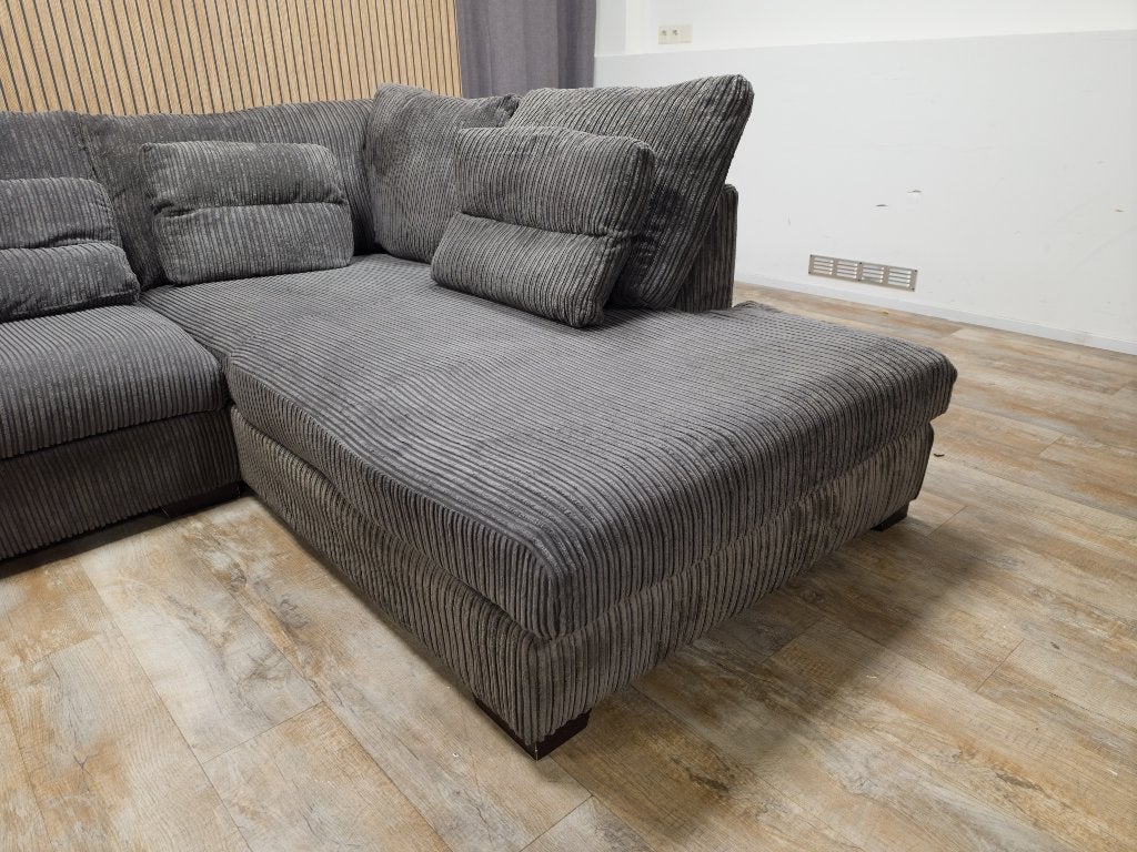 Mooi Groot BruinAntraciet RIBSTOF Hoekbank, Huis en Inrichting, Banken | Bankstellen, Info@banxtel.nl, 3194DC, Gebruikt, Ribstof Hoekbank