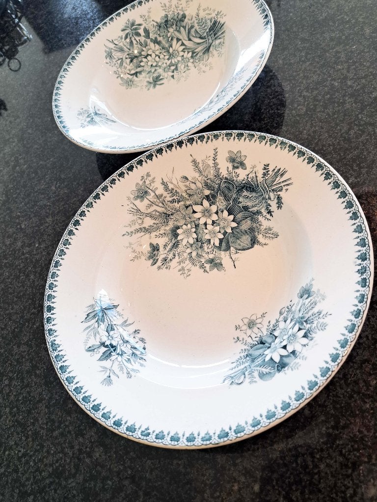 Societé Céramique Maestricht “Dahlia” diepe borden 1890-1910, Antiek en Kunst, Ophalen of Verzenden