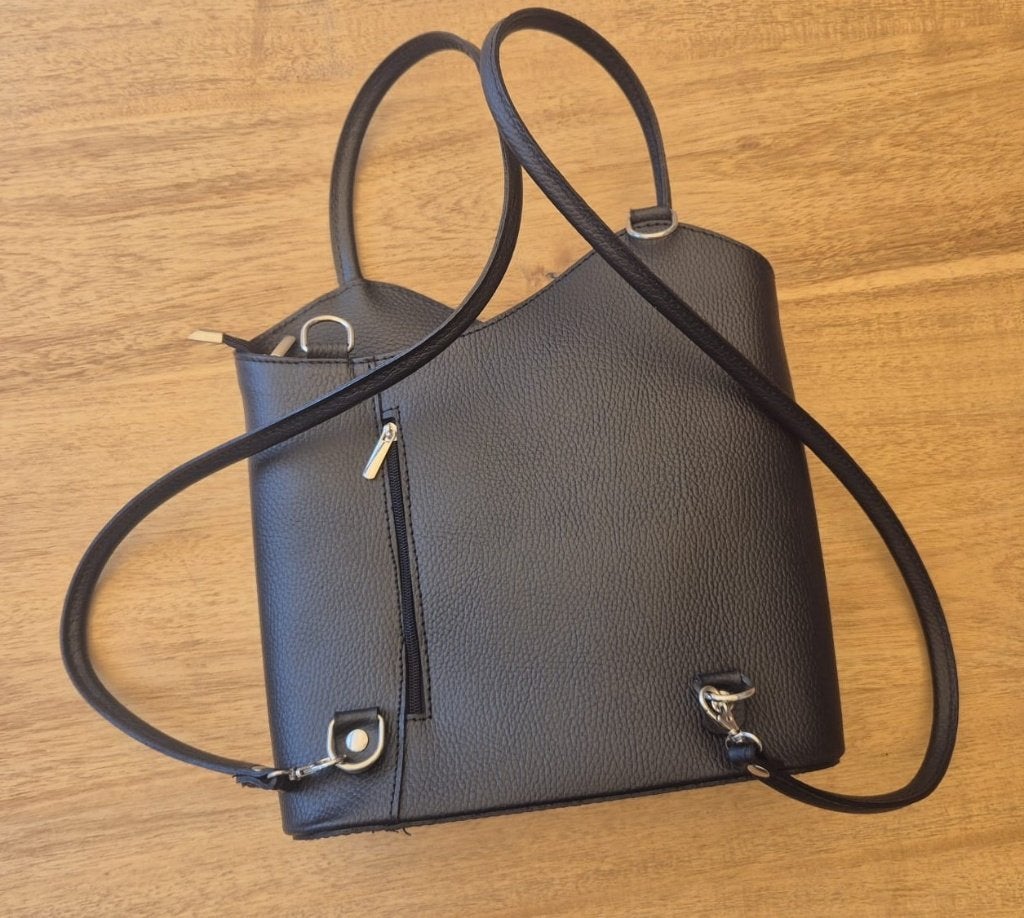 Chique leren handtas – Made in Italy - Soepel Zwart Leer, Ophalen of Verzenden, Zo goed als nieuw, Zwart, Handtas