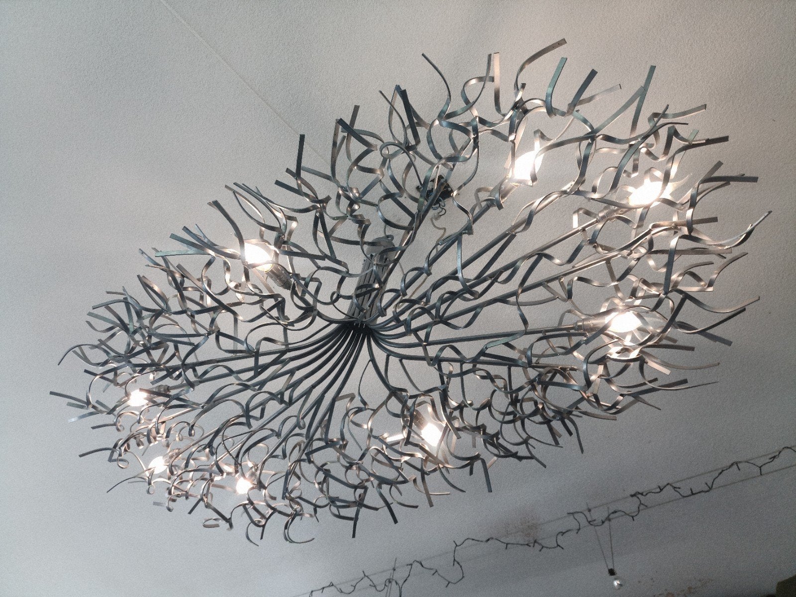 Metalen hanglamp, lijkt op die van Ztahl, Ophalen, Kroonluchter, Inclusief lichtbron, E14 (klein)