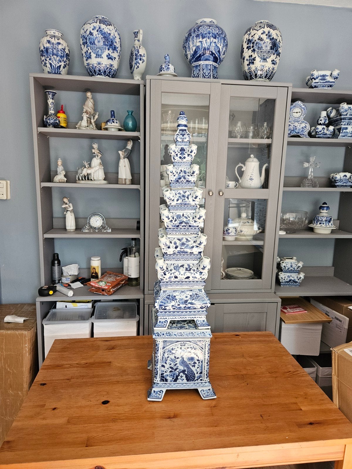 Prachtige Delfts Blauwe Tulpenpiramide - 5-delig, Antiek en Kunst, Ophalen of Verzenden