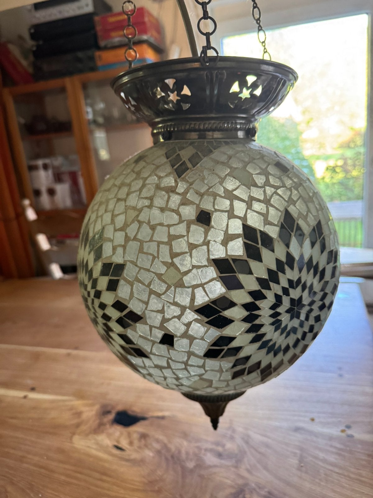 Mozaik Marrokaanse hanglamp, Ophalen, Gebruikt, Glas, E27 (groot)