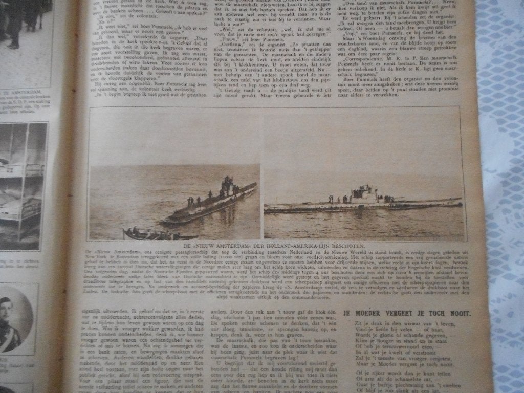 Holland-Amerika-Lijn. Nieuw Amsterdam beschoten. 1918., Verzamelen, Ophalen of Verzenden, Voor 1920, Nederland, Knipsel(s)