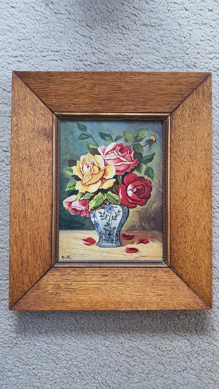 mooi oud olieverf stilleven, Bloemen, Paneel, Oud hollands, Ophalen of Verzenden