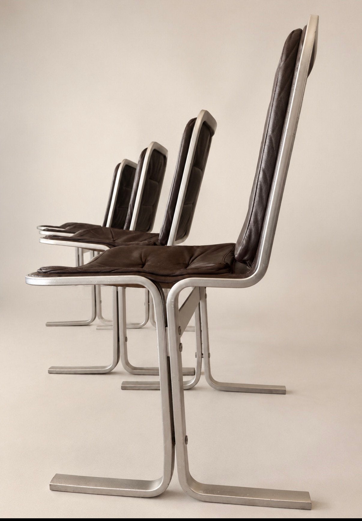 Rare 4 Dining Chairs by Eric Sigfrid Persson, Sweden, c70s, Huis en Inrichting, Ophalen, Gebruikt, Bruin, Vintage Swedish Design Eric Sigfrid Persson Collectible