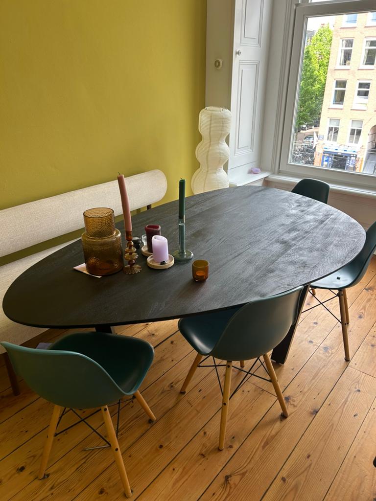 Kiezelvormige eettafel zwart, Ophalen, 100 tot 150 cm, 200 cm of meer, Zo goed als nieuw
