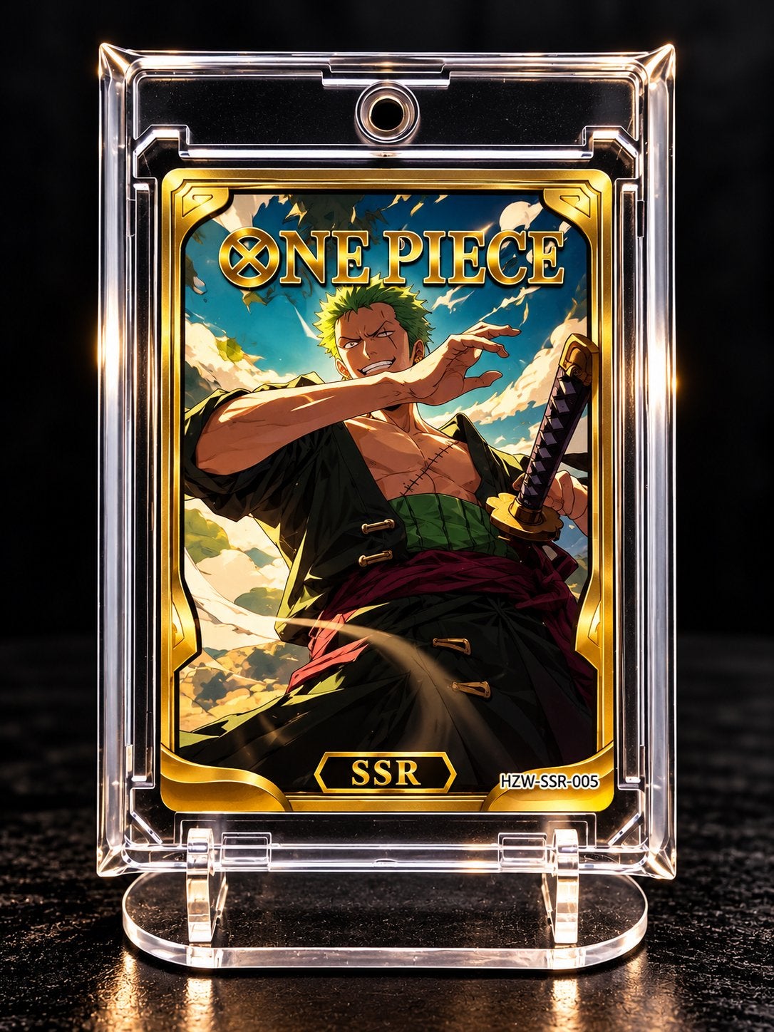 One Piece Roronoa Zoro SSR – Luxe Gold Collectors Card, Verzenden, Zo goed als nieuw, Losse kaart, Foil