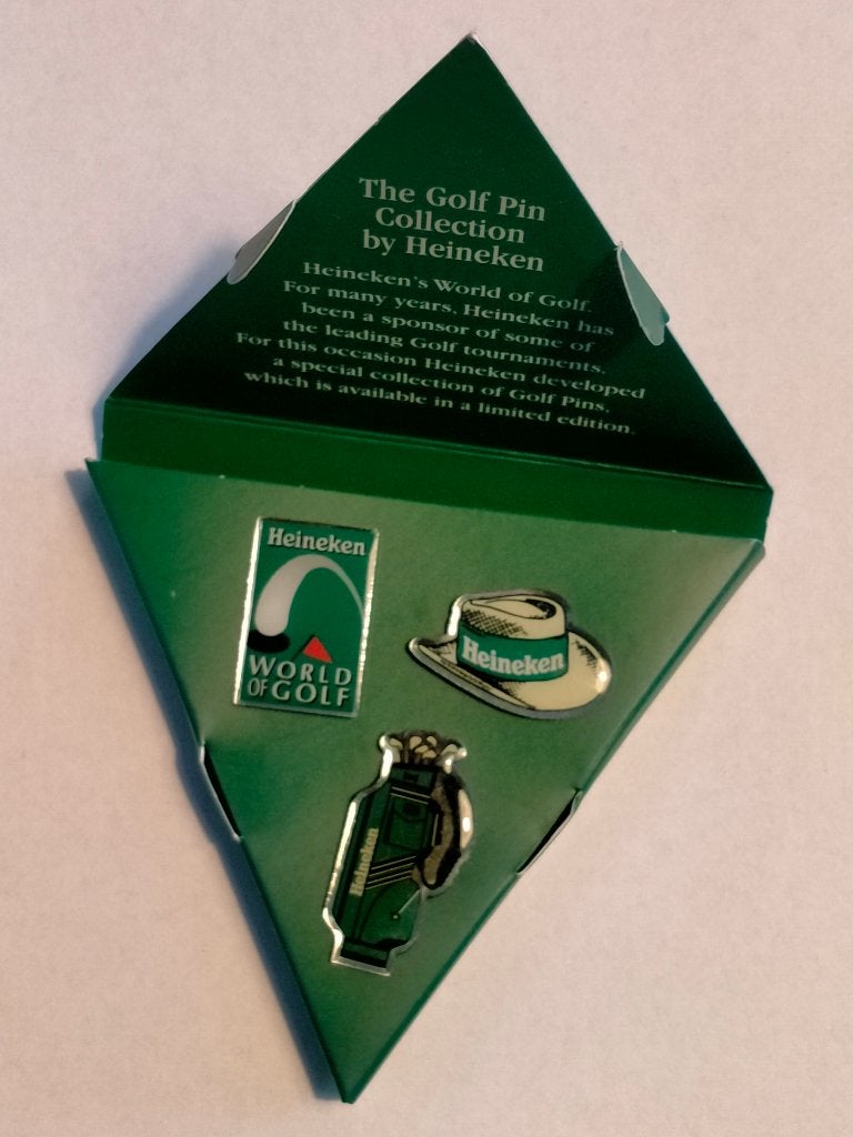 Heineken Golf pin collection bier reclame set pins hoed logo, Verzenden, Zo goed als nieuw, Overige onderwerpen
