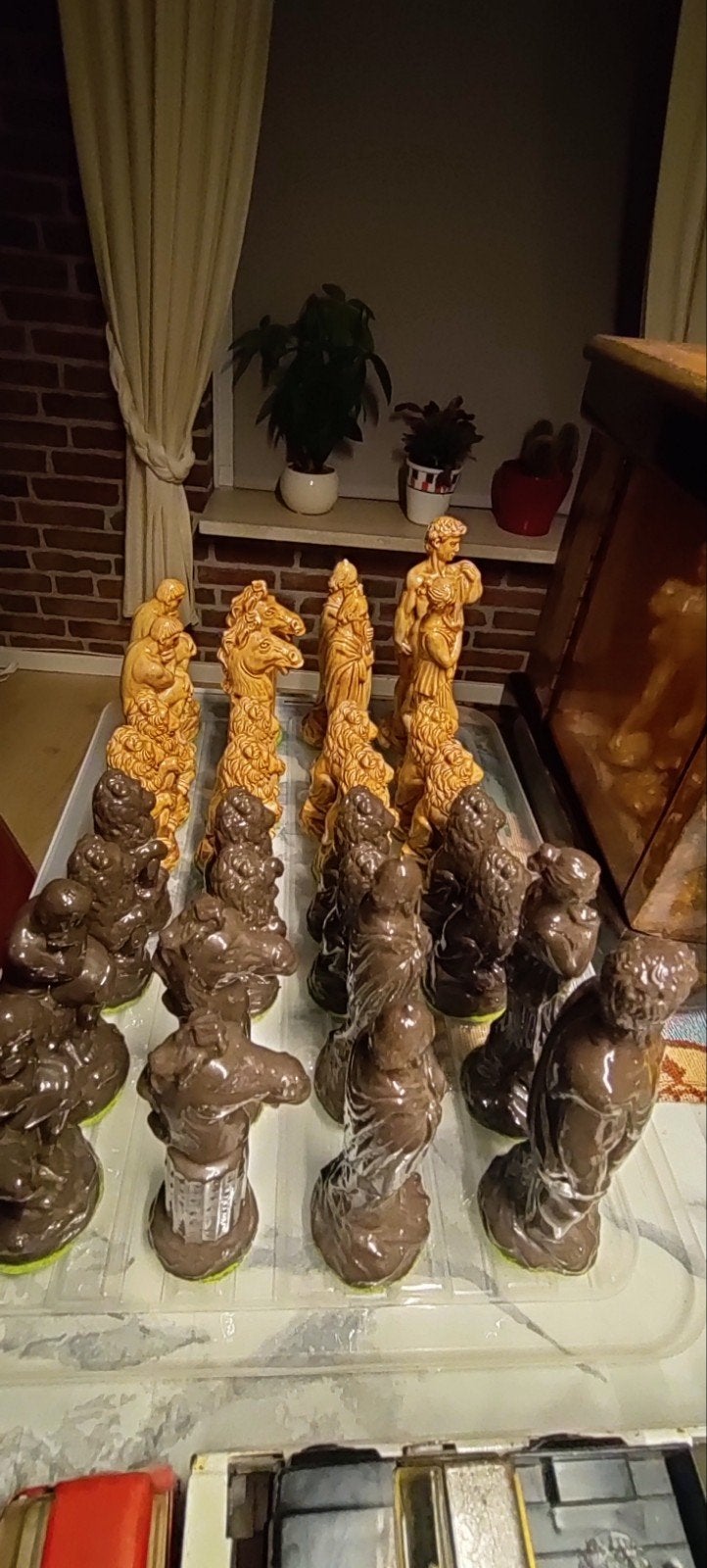 Handgemaakte Schaakstukken - Grieks/Romeinse Wijsgeren, Een of twee spelers, Ophalen of Verzenden, Gebruikt
