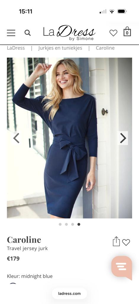 LaDress Caroline Travel Jersey Jurk Midnight Blue XS, Kleding | Dames, Jurken, Blauw, Ophalen of Verzenden, Zo goed als nieuw