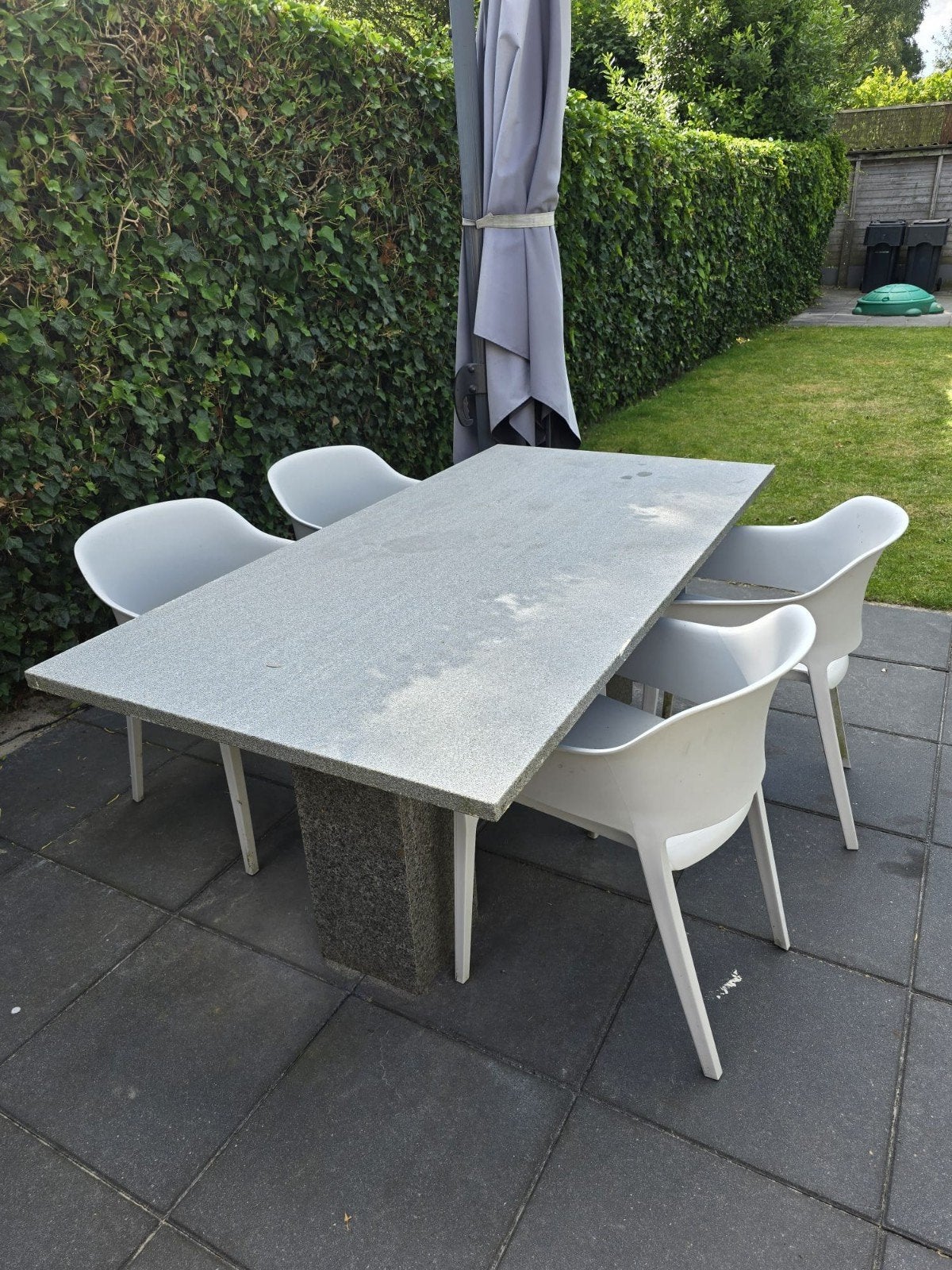 Moderne tuintafel natuursteen - Grijs graniet, Ophalen, Gebruikt, Rechthoekig, Overige materialen