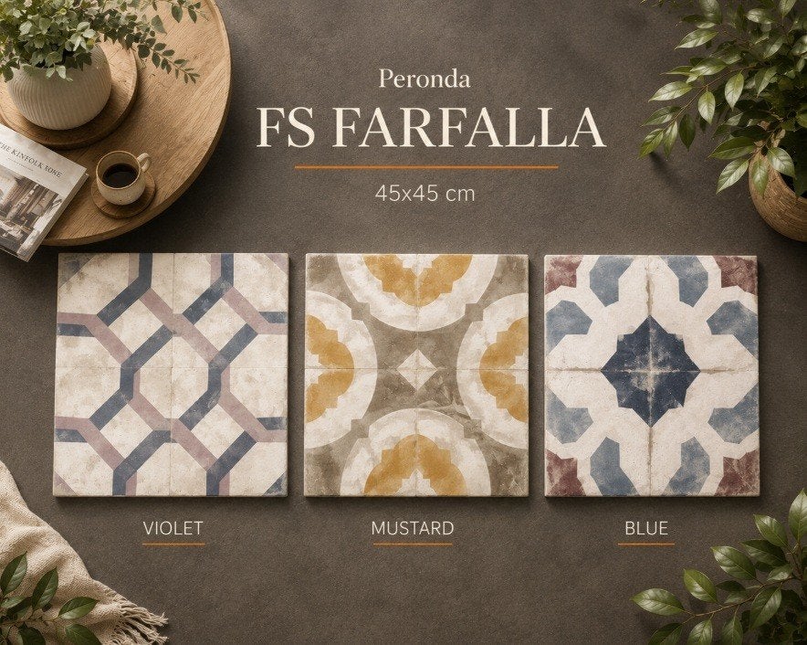 Peronda FS Farfalla 45x45 cm 3 Portugese vintage tegels, Overige kleuren, Verzenden, Overige merken, Overige typen