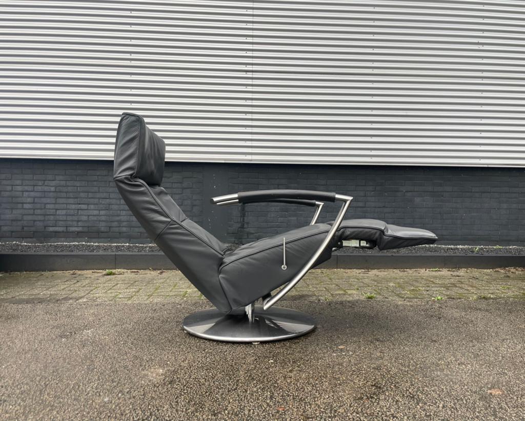 Grijze leren relax fauteuil / relax stoel / relaxstoel, Gebruikt, Ophalen of Verzenden, Nvt, Nvt