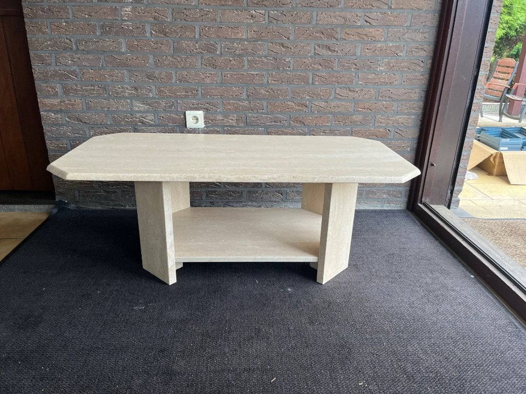 Rechthoekige travertin salontafel 120x60, Huis en Inrichting, Tafels | Salontafels, 100 tot 150 cm, Zo goed als nieuw, 50 tot 100 cm