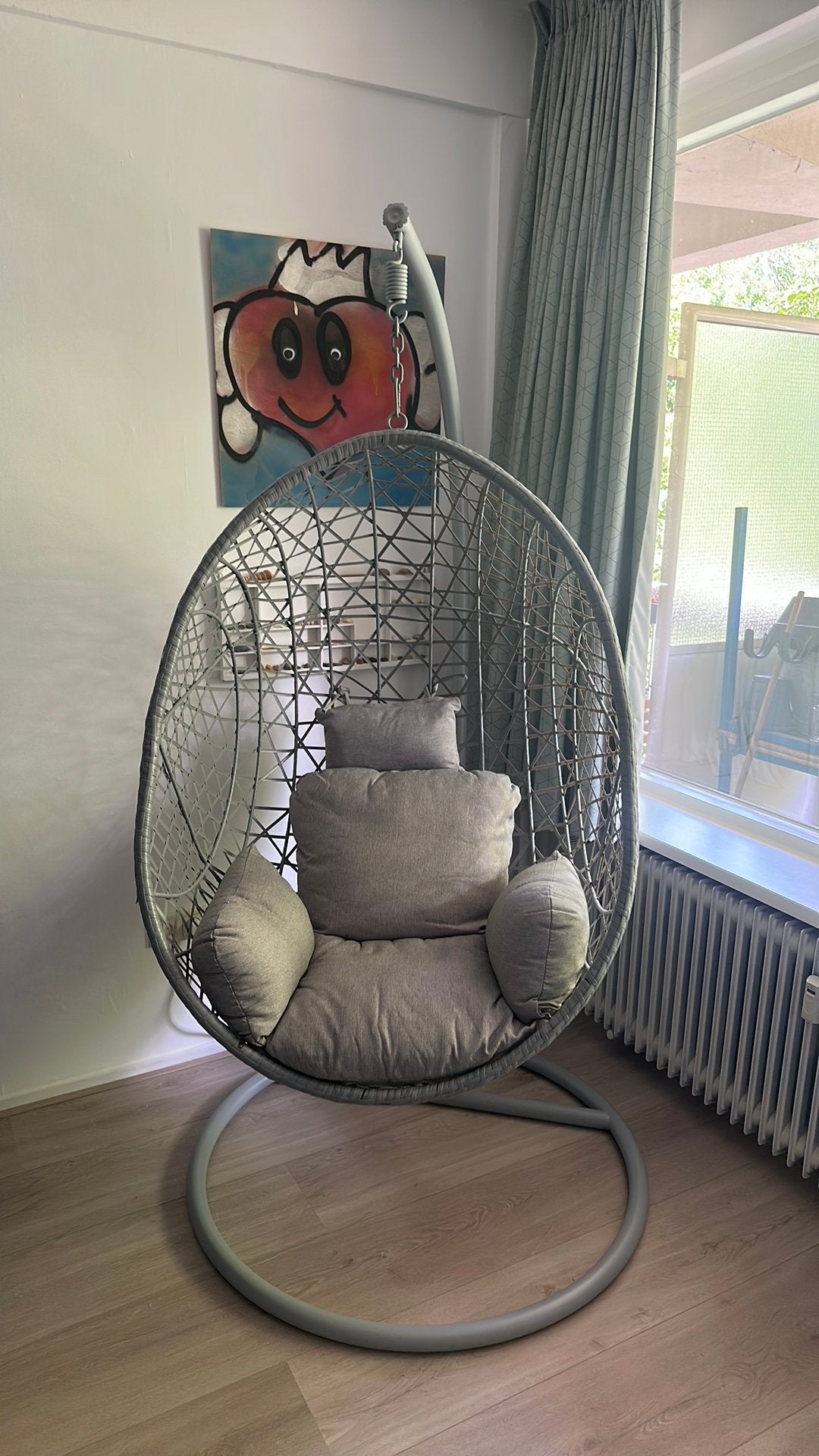 Eistoel/hangstoel grijs, Tuin en Terras, Ophalen, Zo goed als nieuw, Metaal