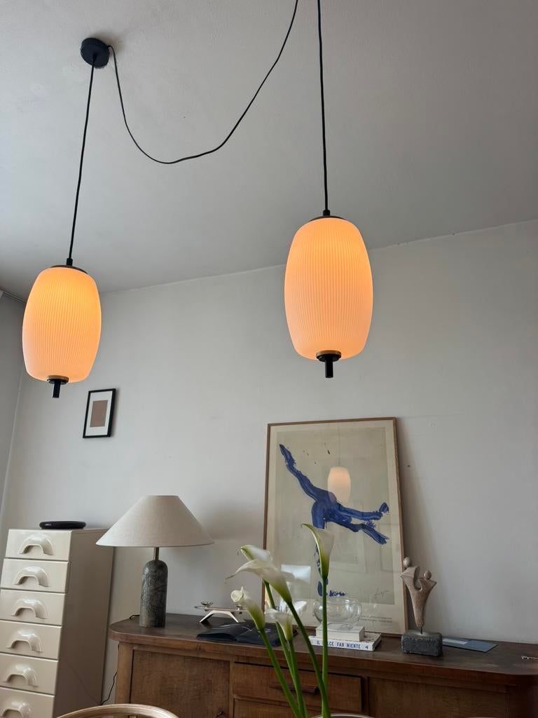2 hanglampen van MADE, Ophalen, Zo goed als nieuw, Glas, 50 tot 75 cm