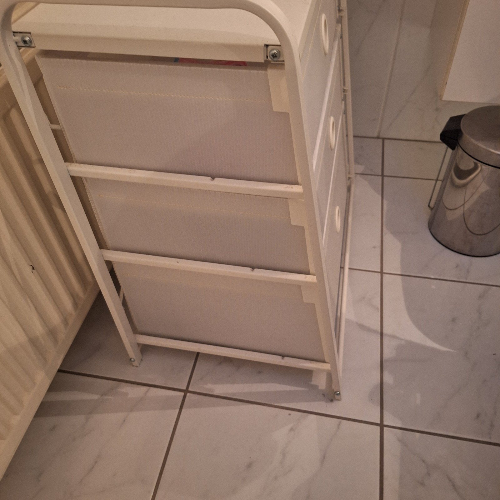 Witte ladekast met 3 stoffen laden, Huis en Inrichting, Ophalen, Minder dan 50 cm, Gebruikt, Modern, praktisch