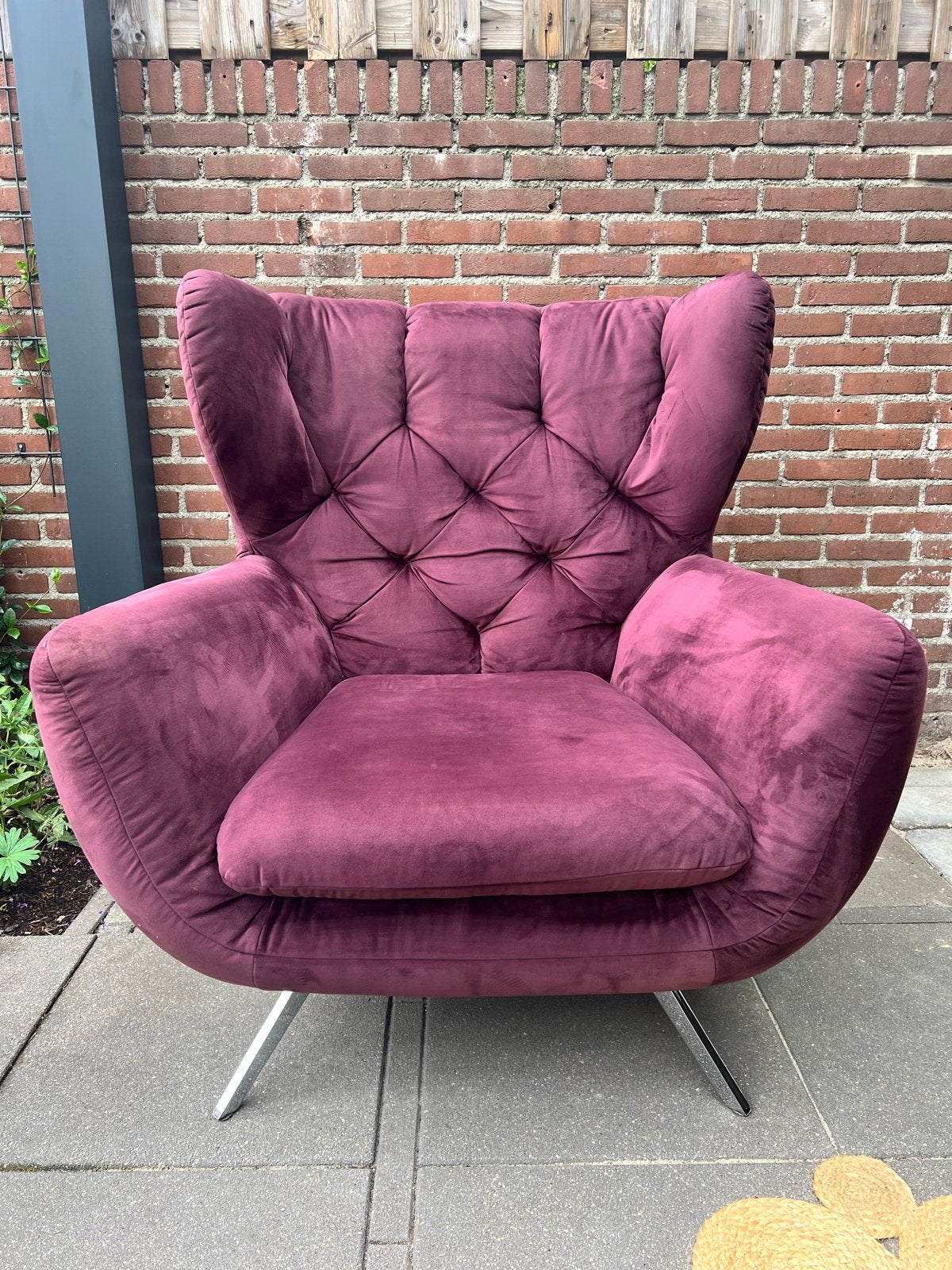 Montel Fauteuil en 3-zits bank - Paars/Bordeaux, Ophalen, Driepersoons, 75 tot 100 cm, Zo goed als nieuw