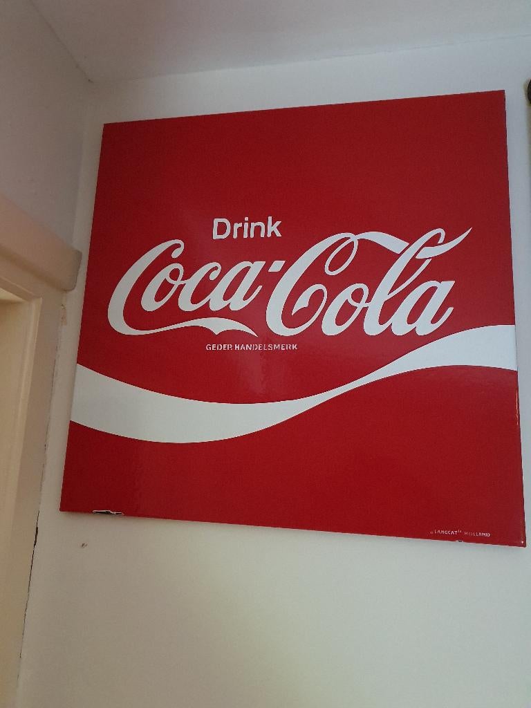 Coca cola emaille bord, Verzamelen, Merken en Reclamevoorwerpen, Ophalen, Zo goed als nieuw, Reclamebord