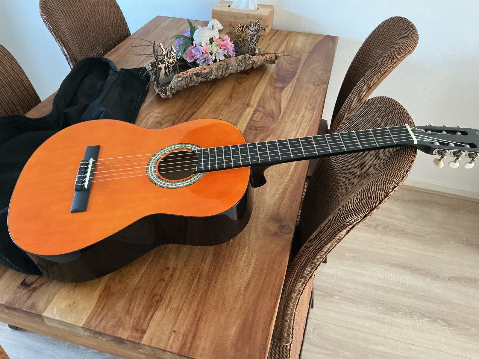 Klassieke gitaar met hoes en lesboek, Ophalen of Verzenden, Zo goed als nieuw, Klassieke of Spaanse gitaar, Met koffer