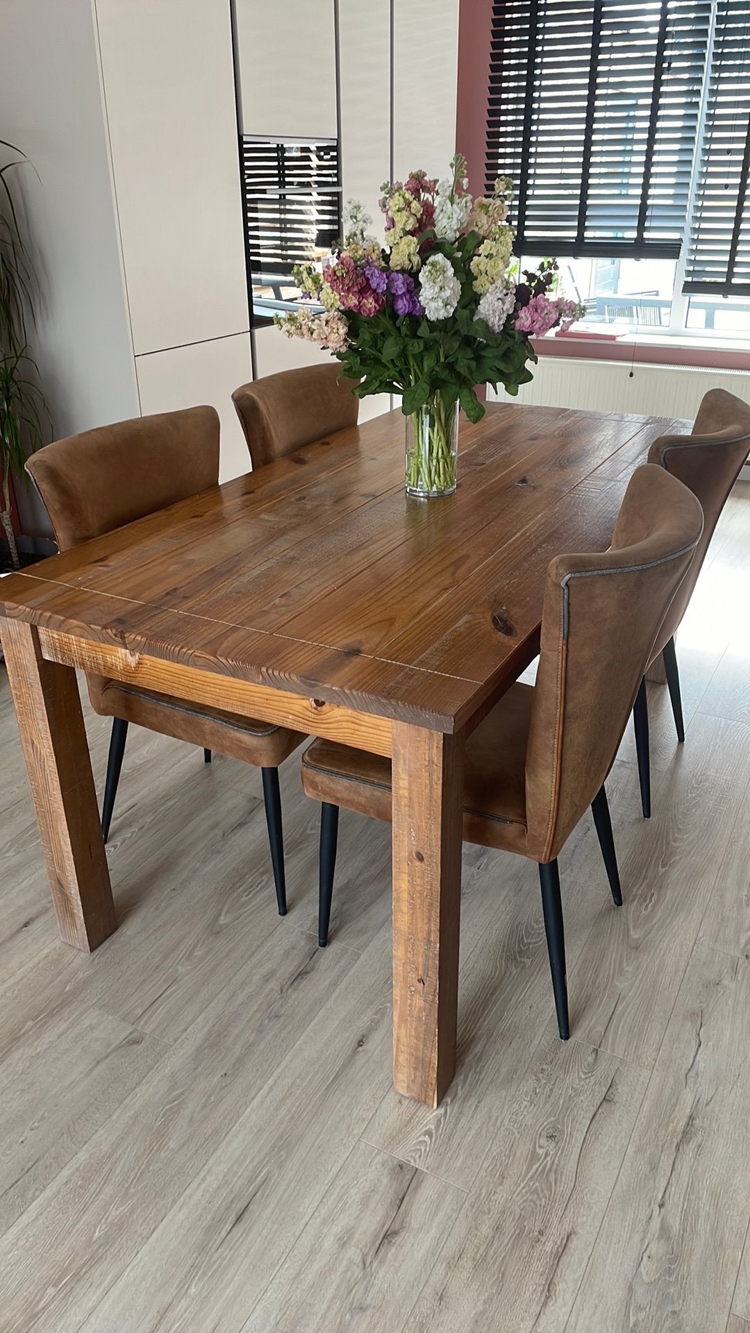 Massief Teak Houten Eettafel - Robuust en Stijlvol, Ophalen, Gebruikt, Teakhout, 50 tot 100 cm