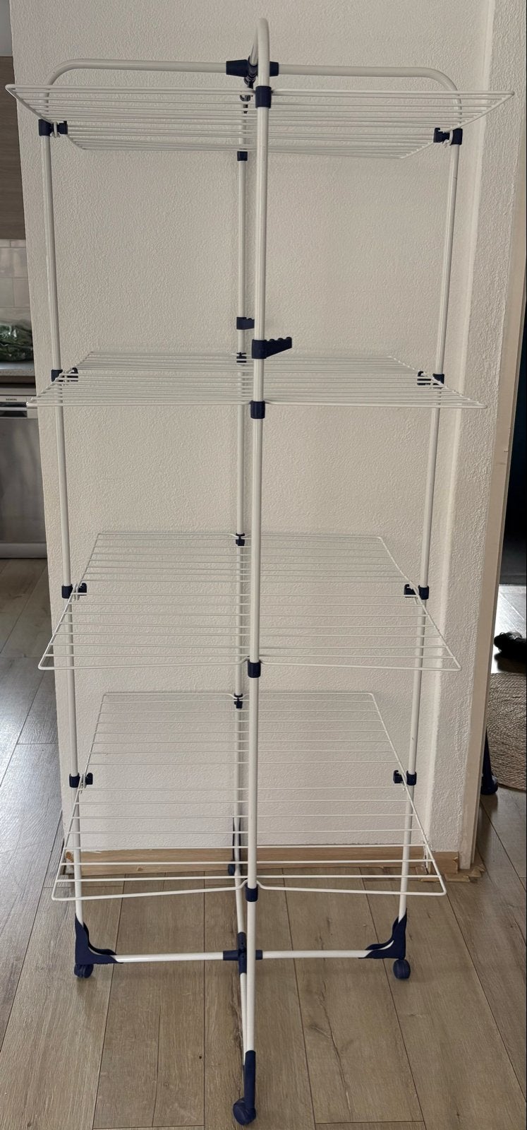 Leifheit Droogrek Torenmodel - Wit/Blauw, 176 cm hoog, Ophalen, Zo goed als nieuw